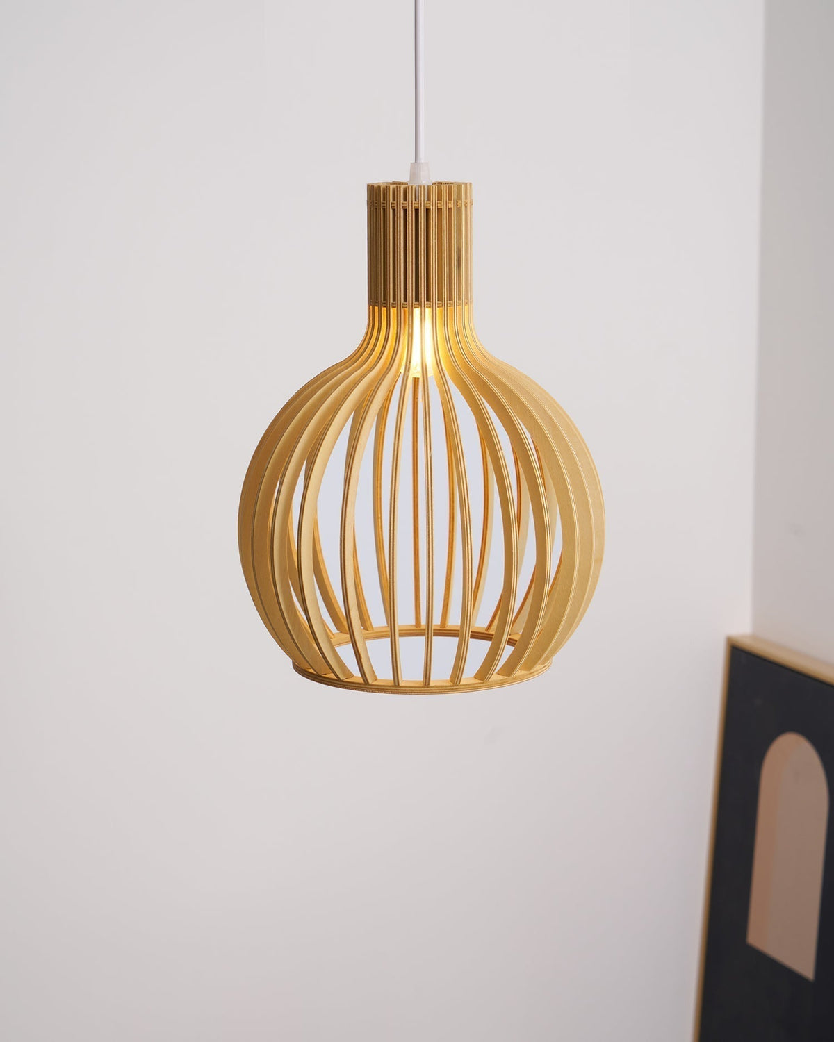 Tevenoxel Cage Lampe Suspendue Sculpturale à Cadre Ouvert en Bouleau-Cielum