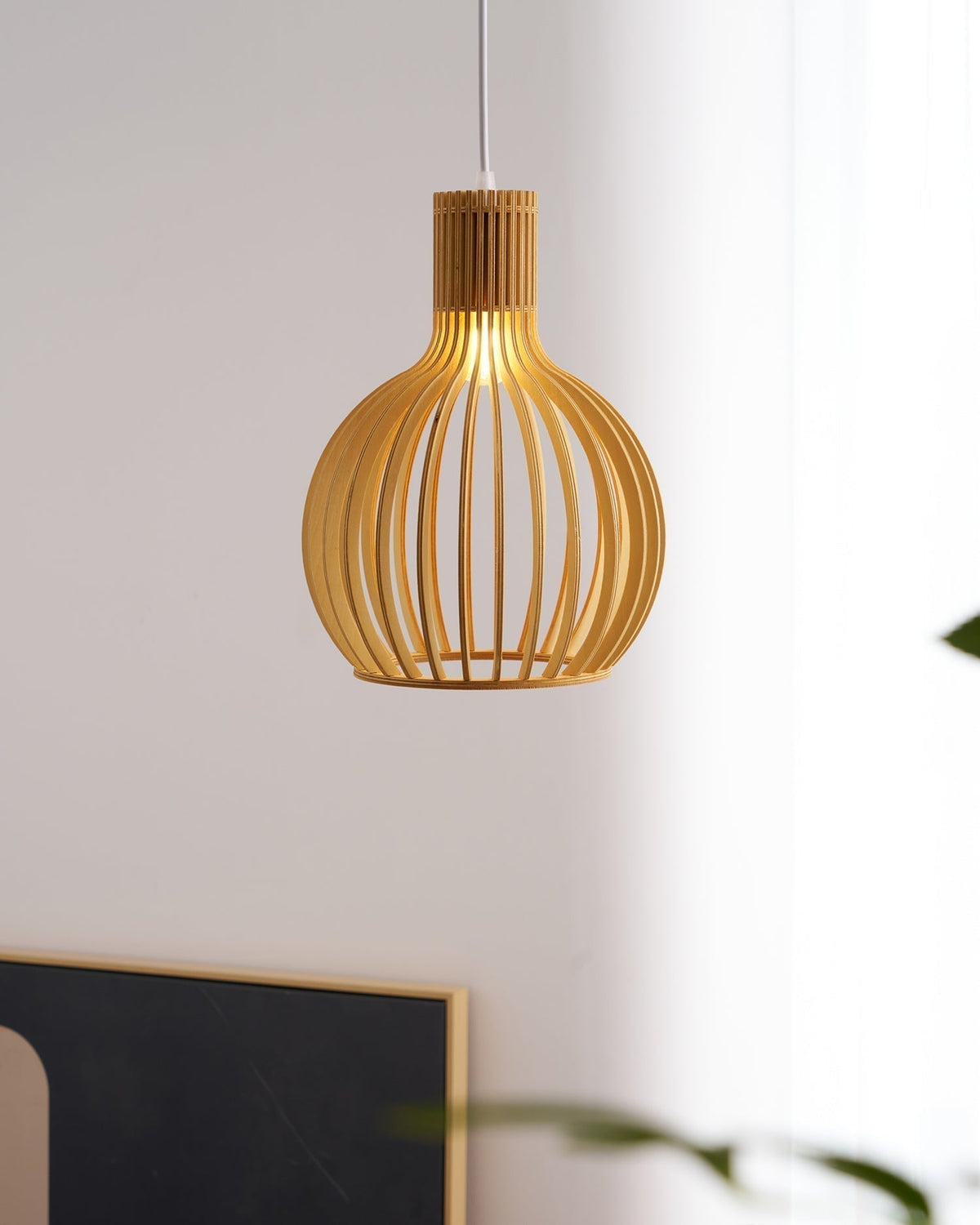 Tevenoxel Cage Lampe Suspendue Sculpturale à Cadre Ouvert en Bouleau-Cielum