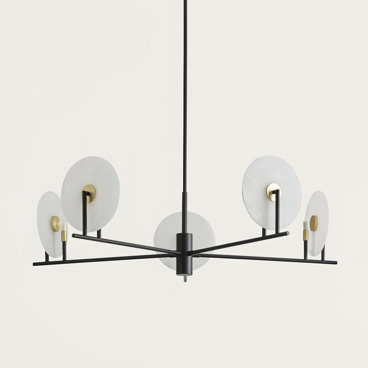 Callisto Chandelier Alabaster Moon Discs-Neutral Decor