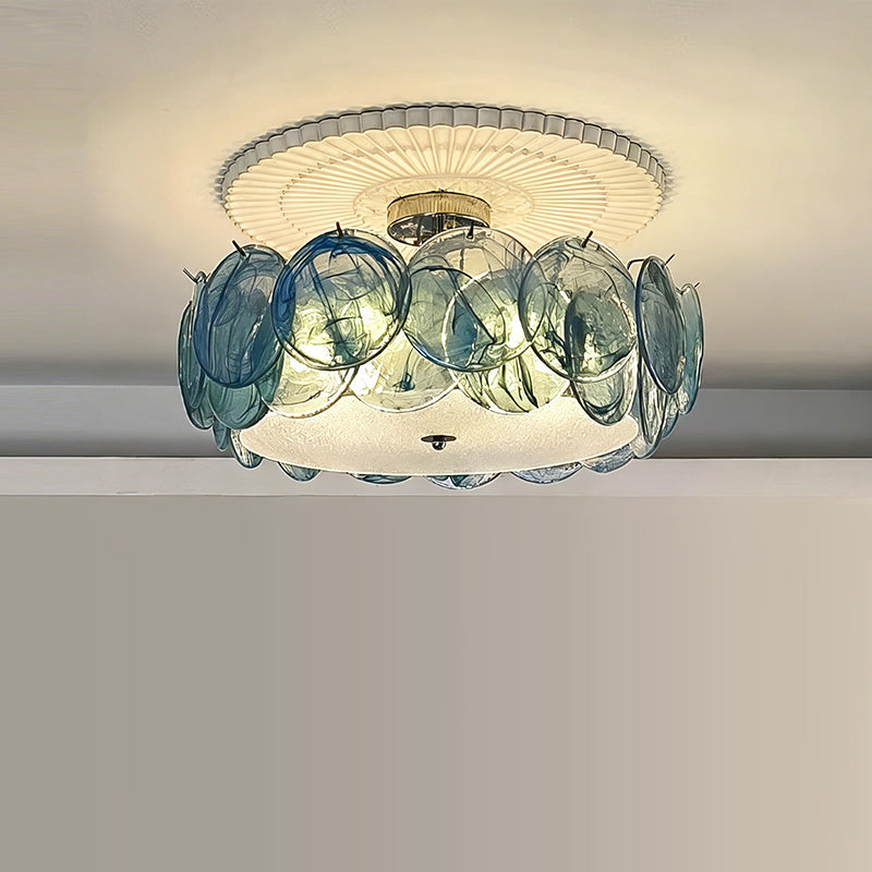 Angled shot of the white Camden Glass Ceiling Mount.