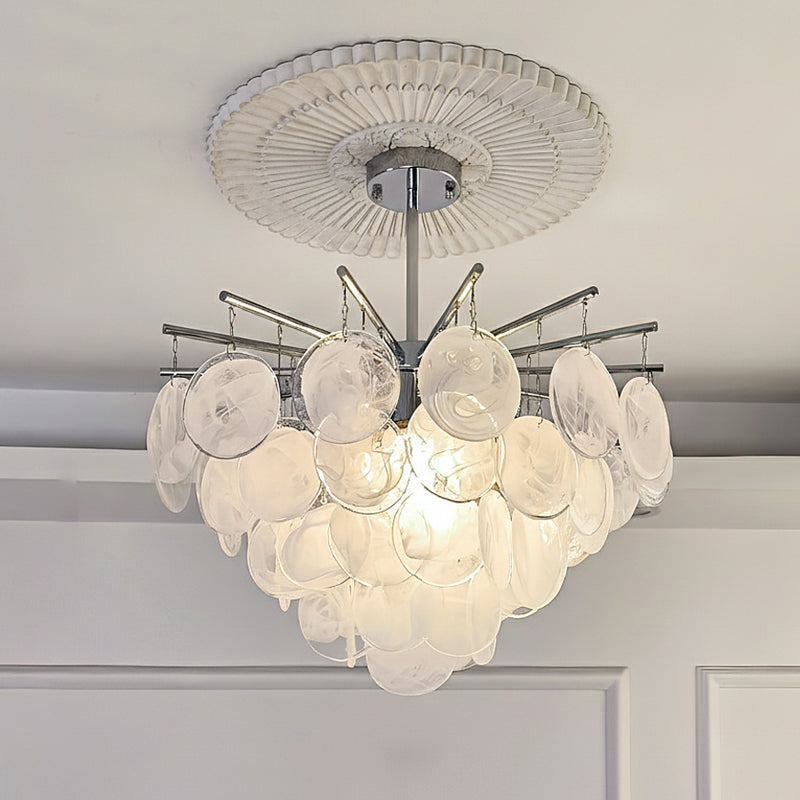 Another angled perspective of the Camisa Glass Chandelier.
