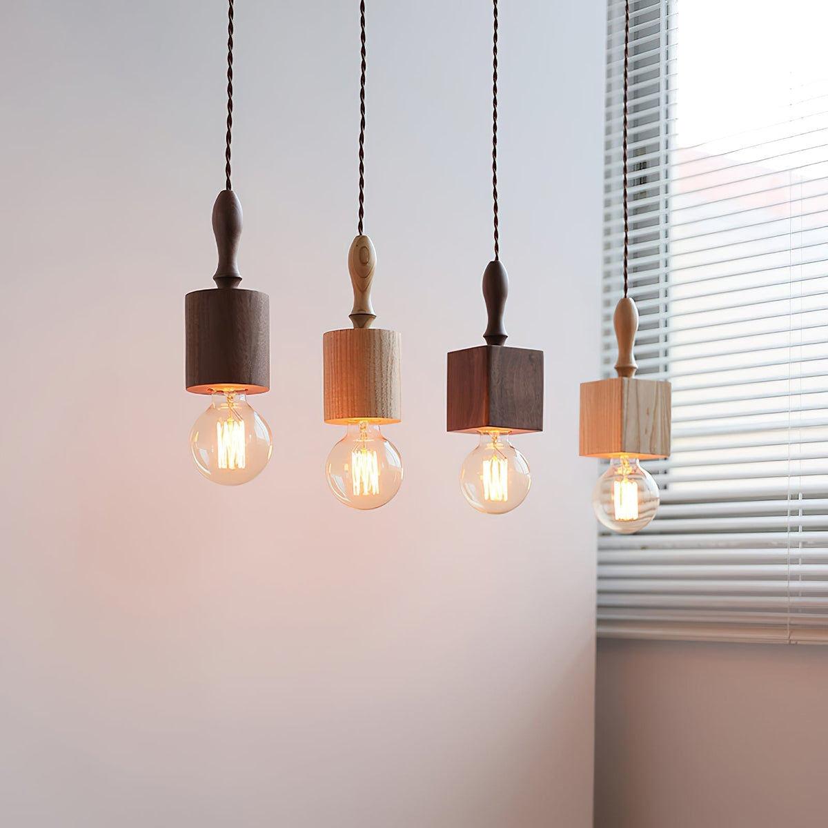 Close-up of the Cano Pendant Light's wood grain texture.