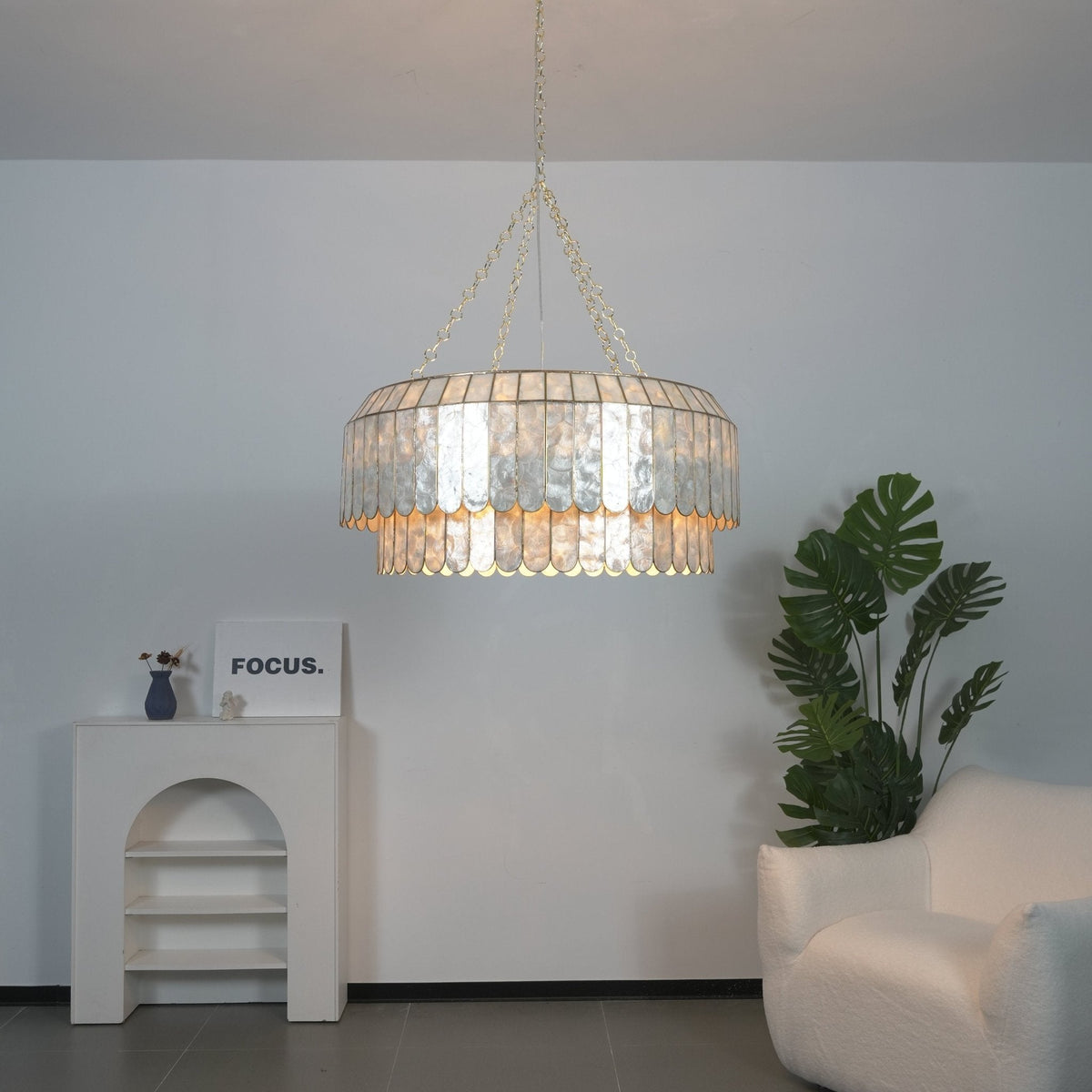 Holz Lustre en Métal Doré Aurelia