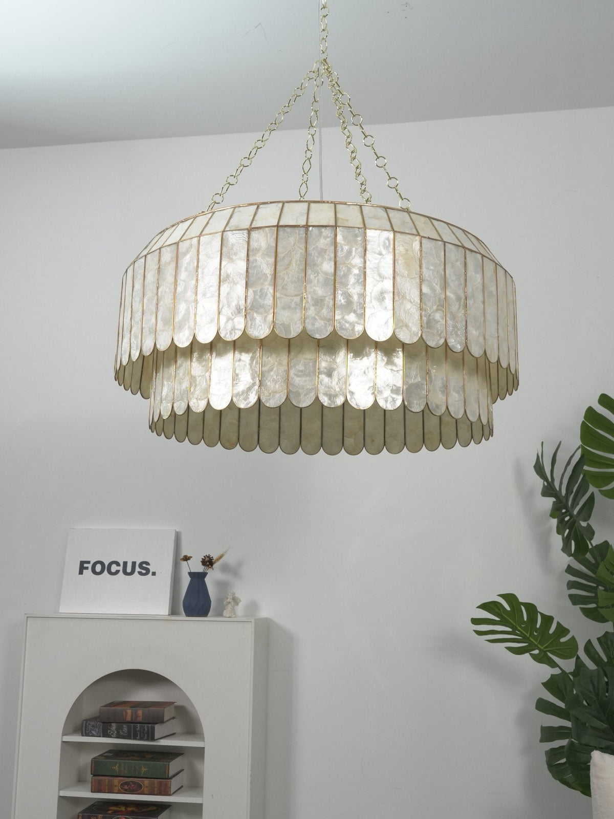 Holz Lustre en Métal Doré Aurelia