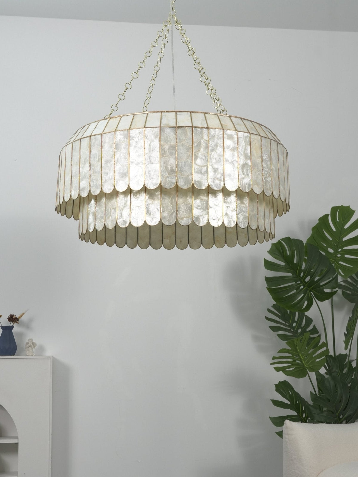 Holz Lustre en Métal Doré Aurelia