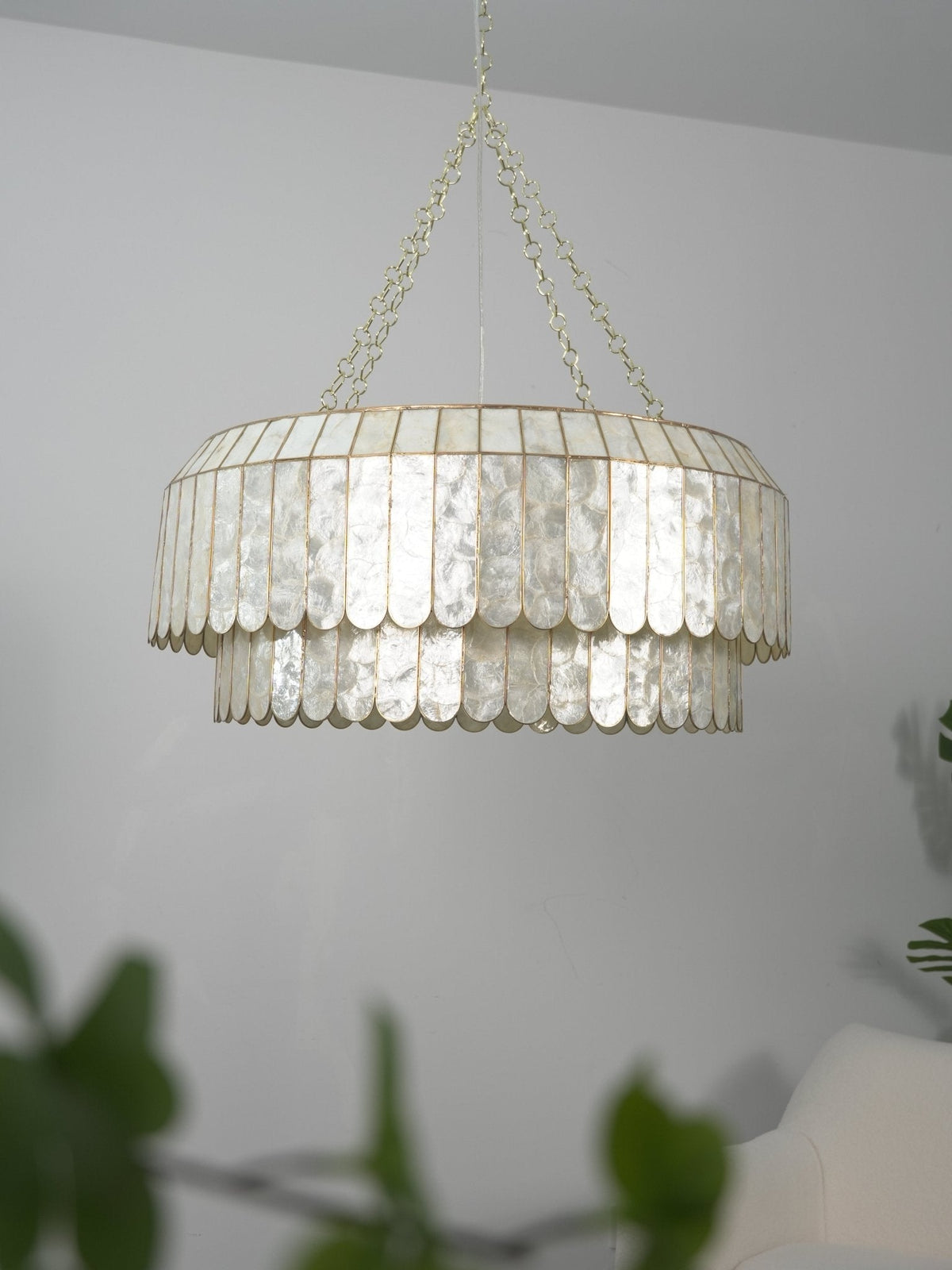 Holz Lustre en Métal Doré Aurelia