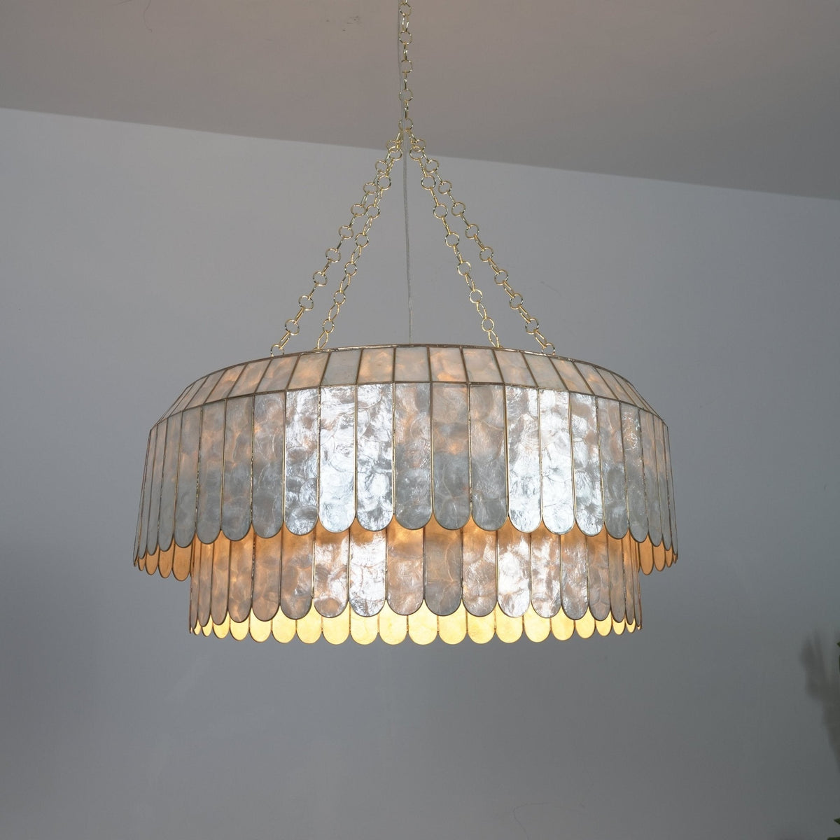 Holz Lustre en Métal Doré Aurelia