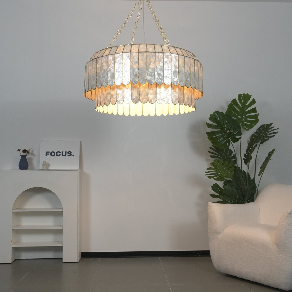 Holz Lustre en Métal Doré Aurelia