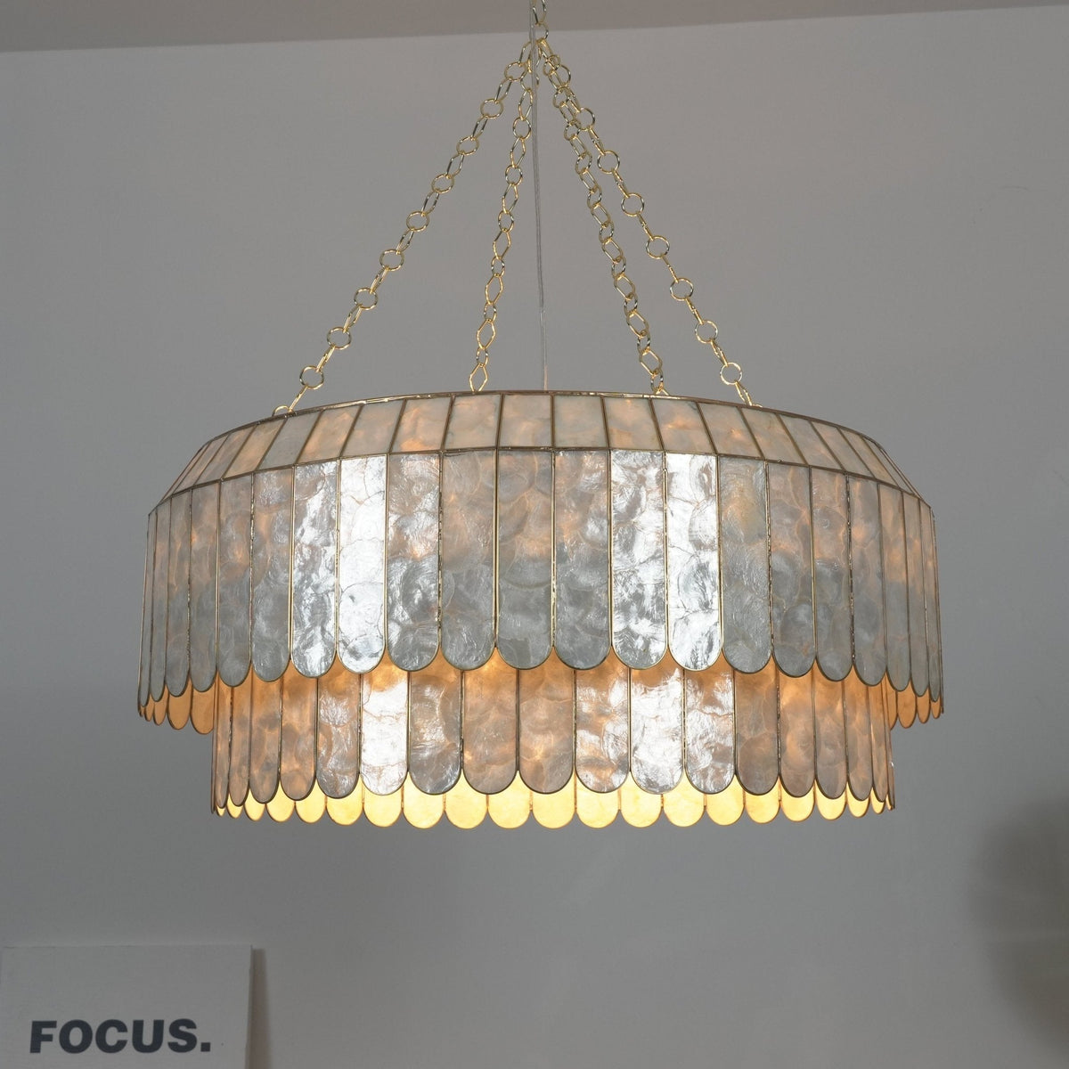 Holz Lustre en Métal Doré Aurelia