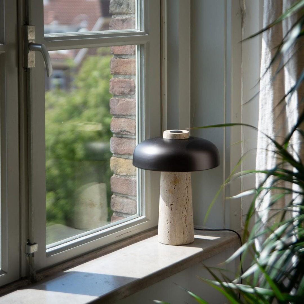 Oakley Lampe à Poser en Travertin
