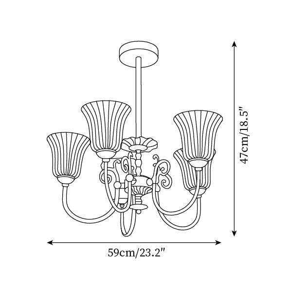 Chandelier with Brass Arms White Glass Shades Opulent Luxe-Neutral Decor