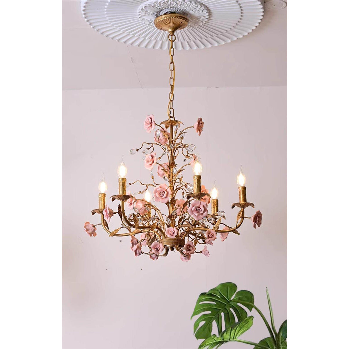 Lustre en Céramique Rose Vigne