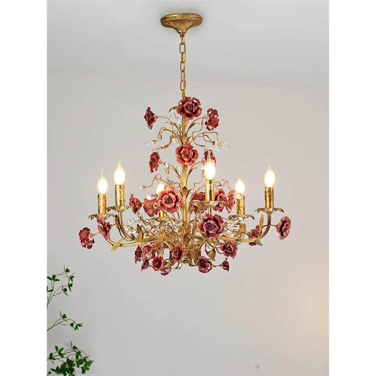 Lustre en Céramique Rose Vigne