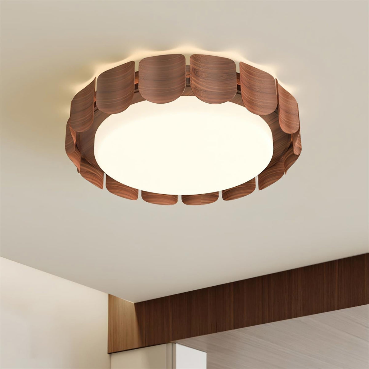 Ardura Walnut LED Ceiling Light-Neutral Decor