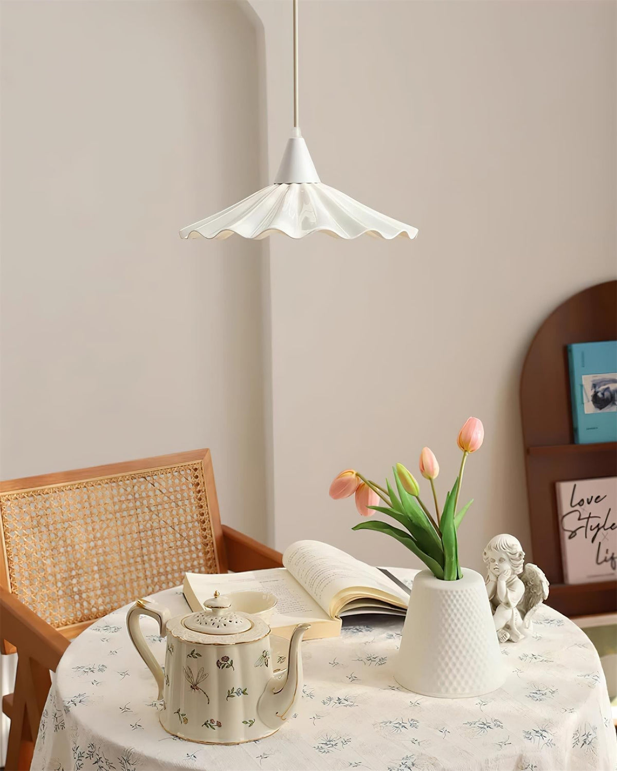 Zavo White Ceramic Pendant Light-Neutral Decor