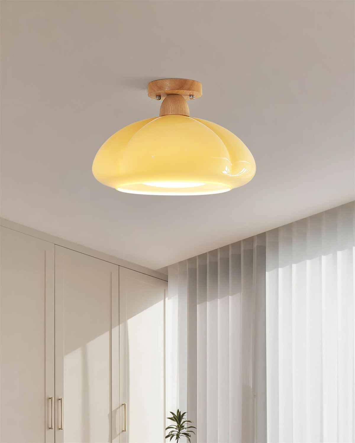 Riva Amber Glass Semi Flush Mount Ceiling Light-Neutral Decor