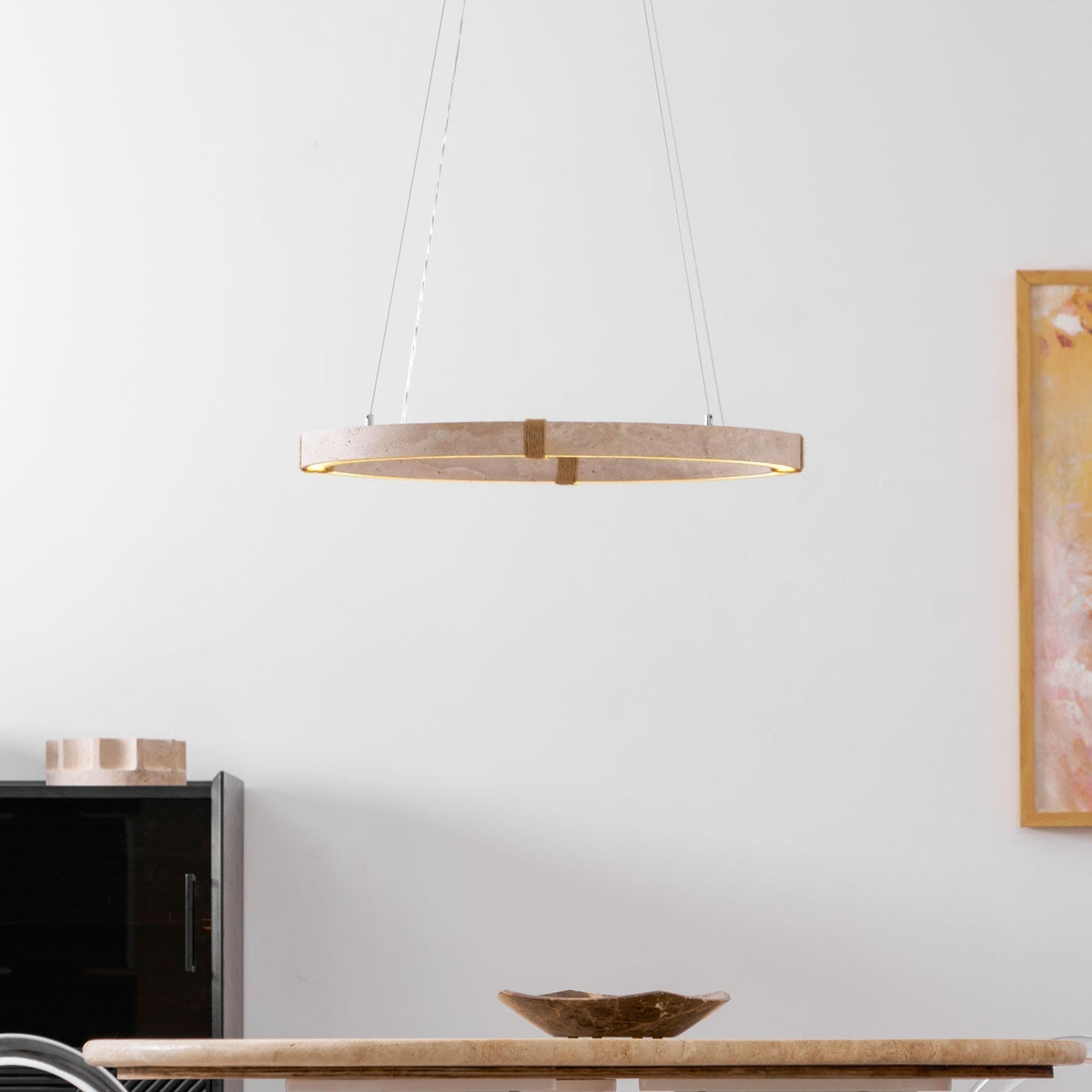 Arixo Lustre Minimaliste en Travertin-Cielum