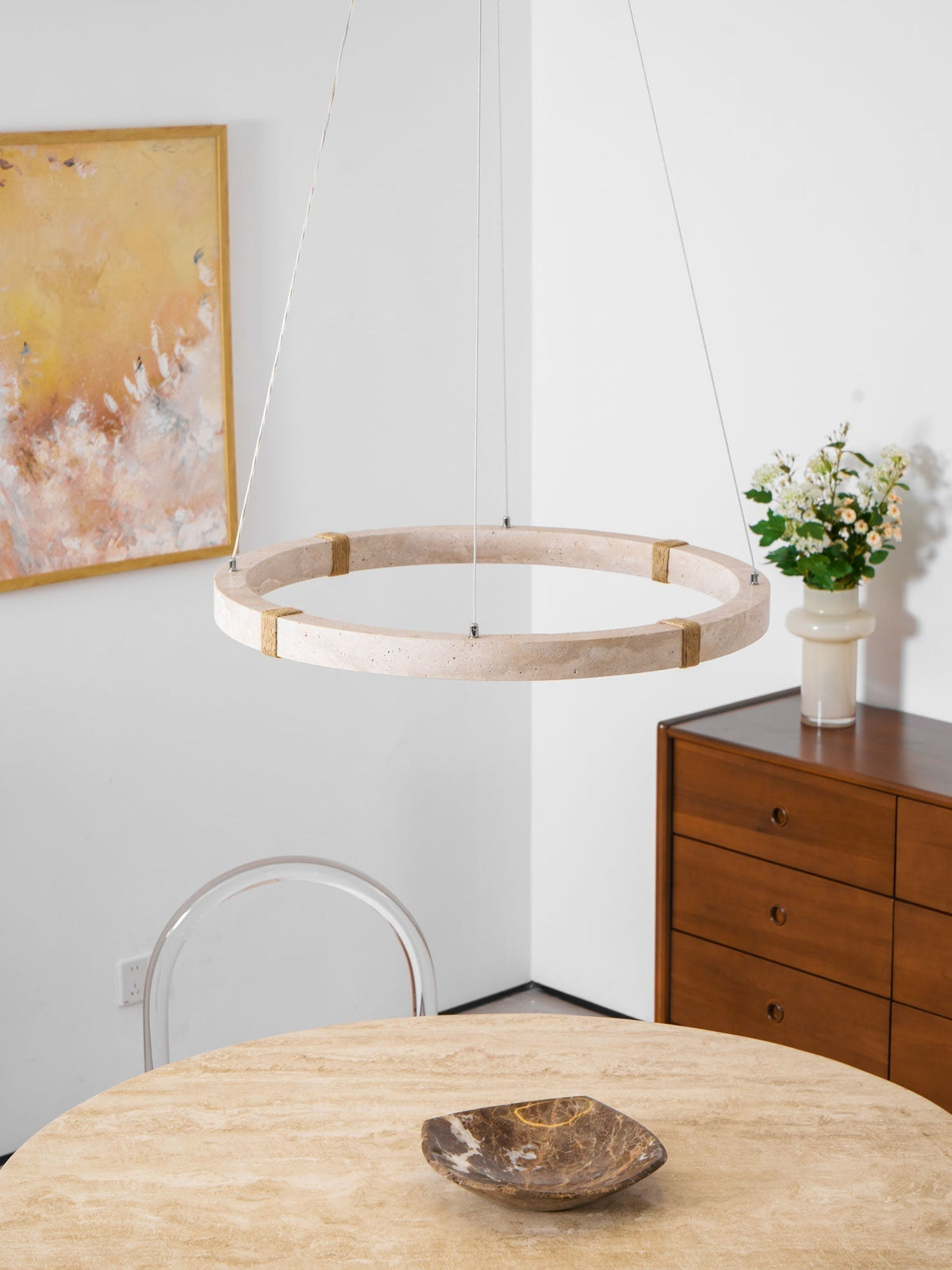 Arixo Lustre Minimaliste en Travertin-Cielum