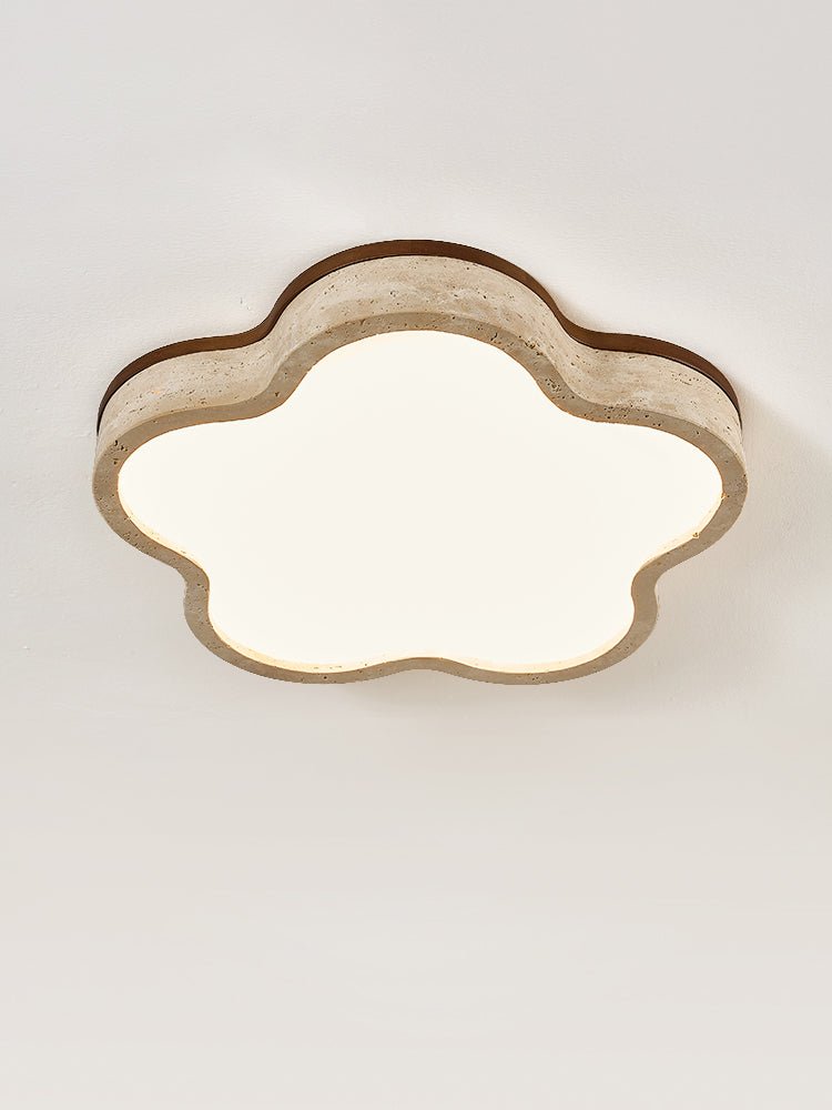 Yuki Marshmallow Five-Petal Cloudline Travertin Jaune Plafonnier