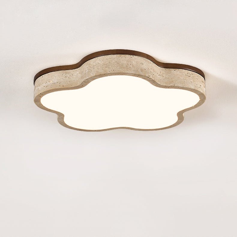 Yuki Marshmallow Five-Petal Cloudline Travertin Jaune Plafonnier