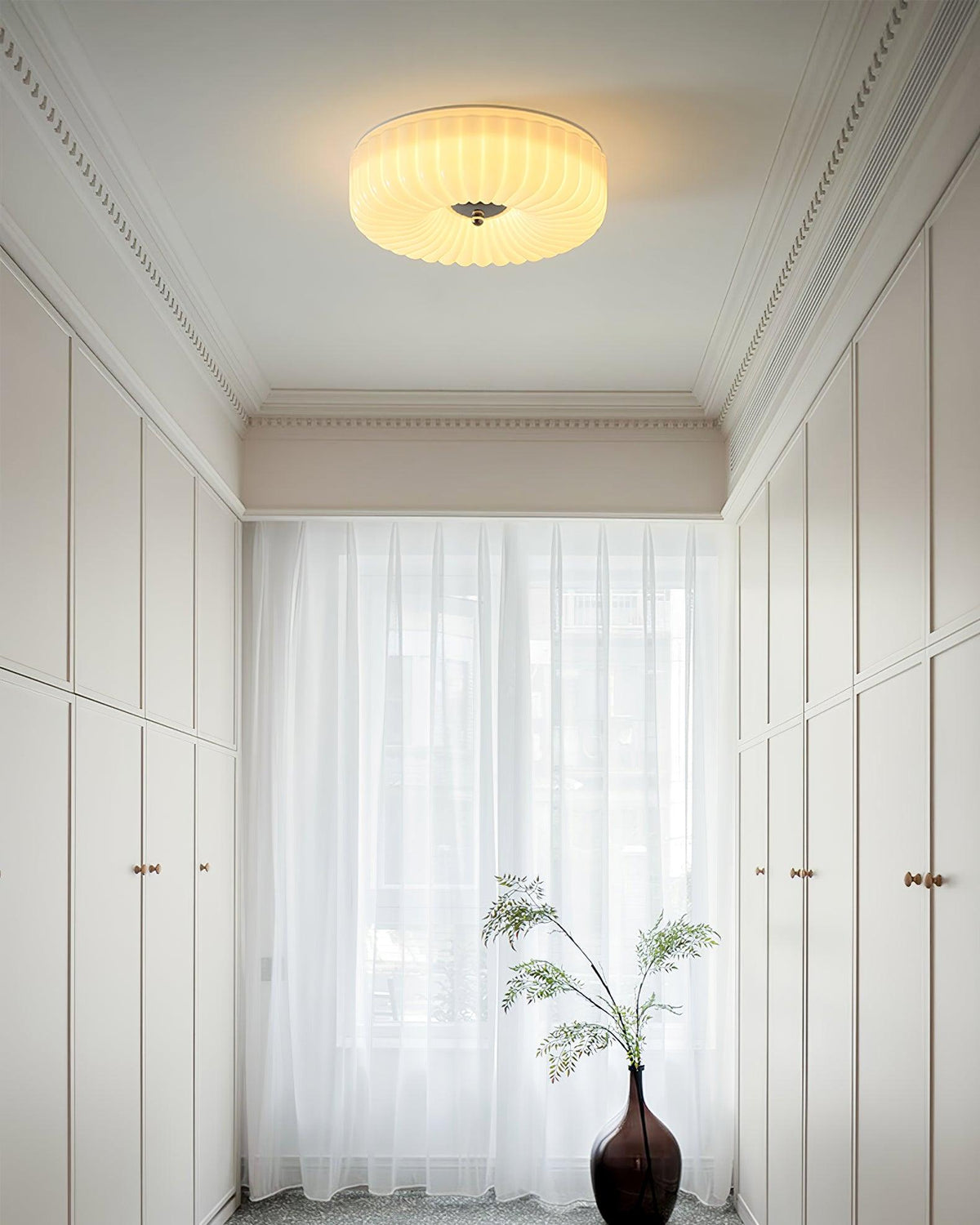 Mivone Cream Glass Flush Mount Ceiling Light-Neutral Decor