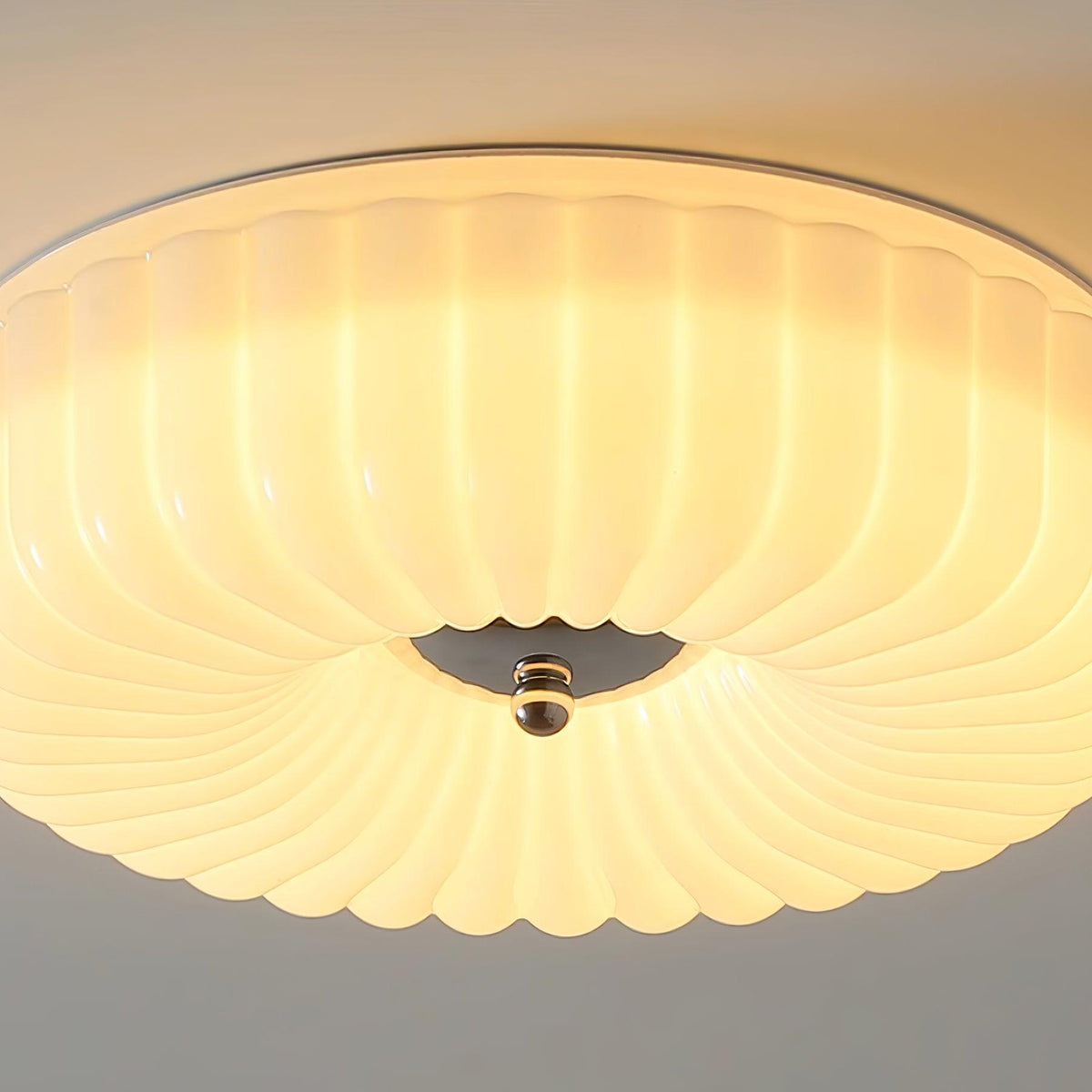 Mivone Cream Glass Flush Mount Ceiling Light-Neutral Decor