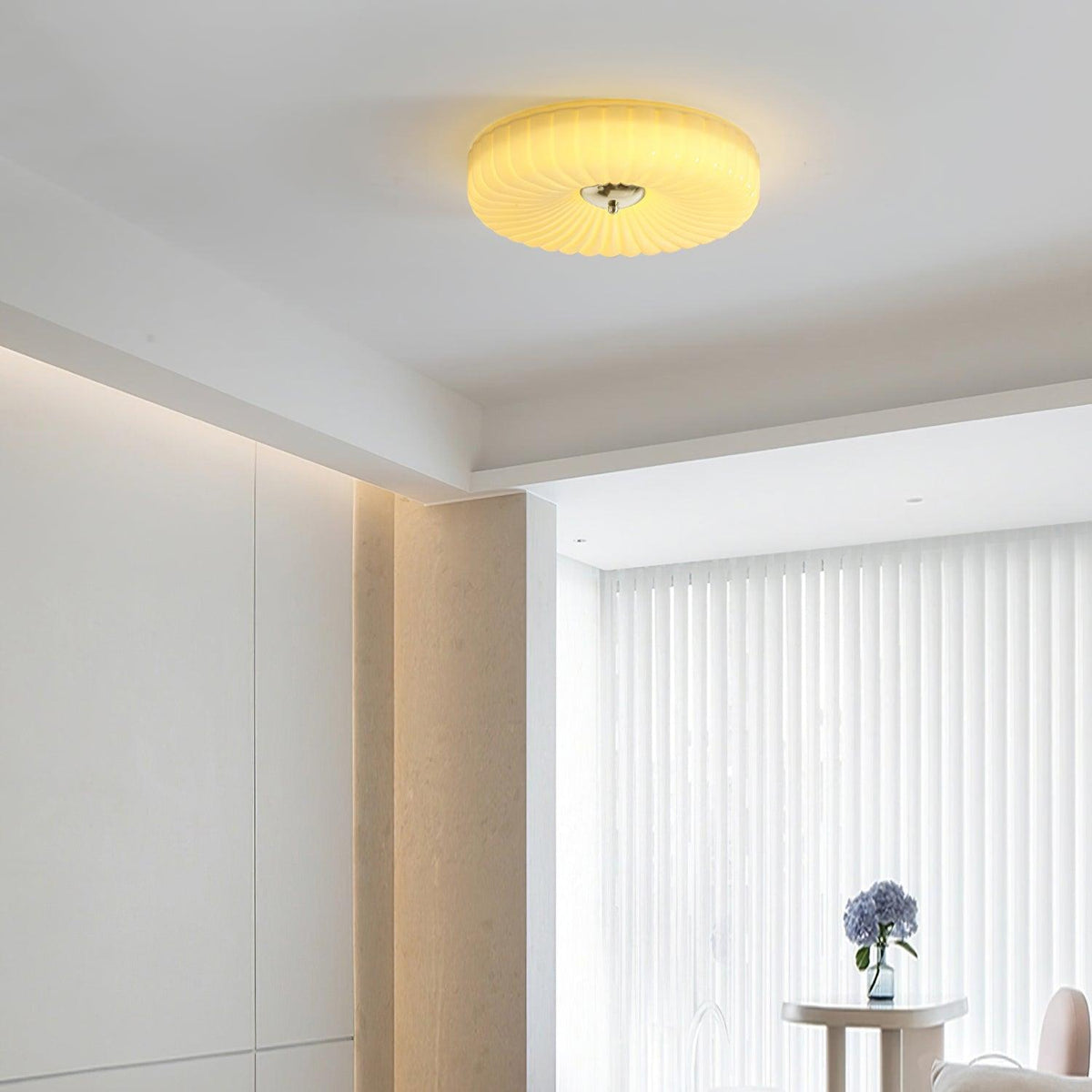Mivone Cream Glass Flush Mount Ceiling Light-Neutral Decor