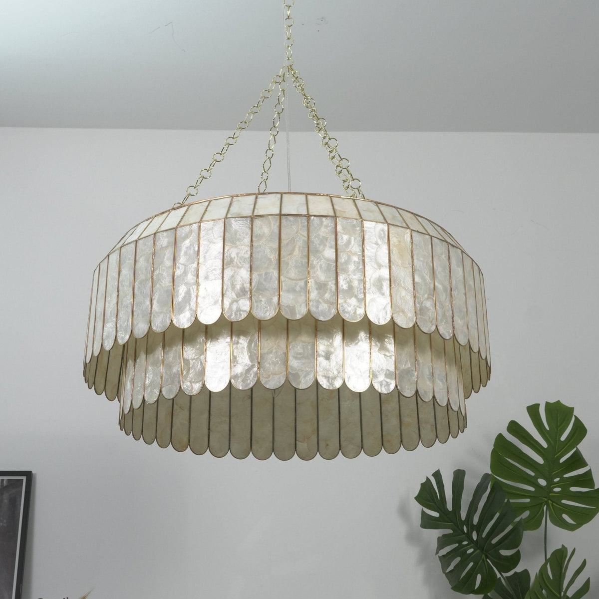 Holz Lustre en Métal Doré Aurelia