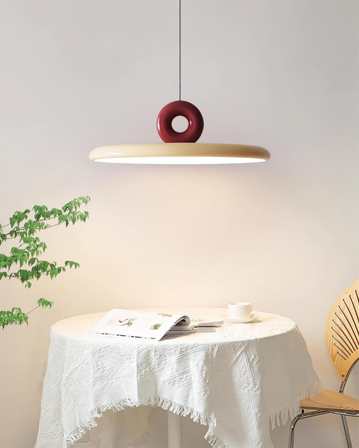 Pendant Lamp Disc with Loop Detail Ambient Minimalist-Neutral Decor