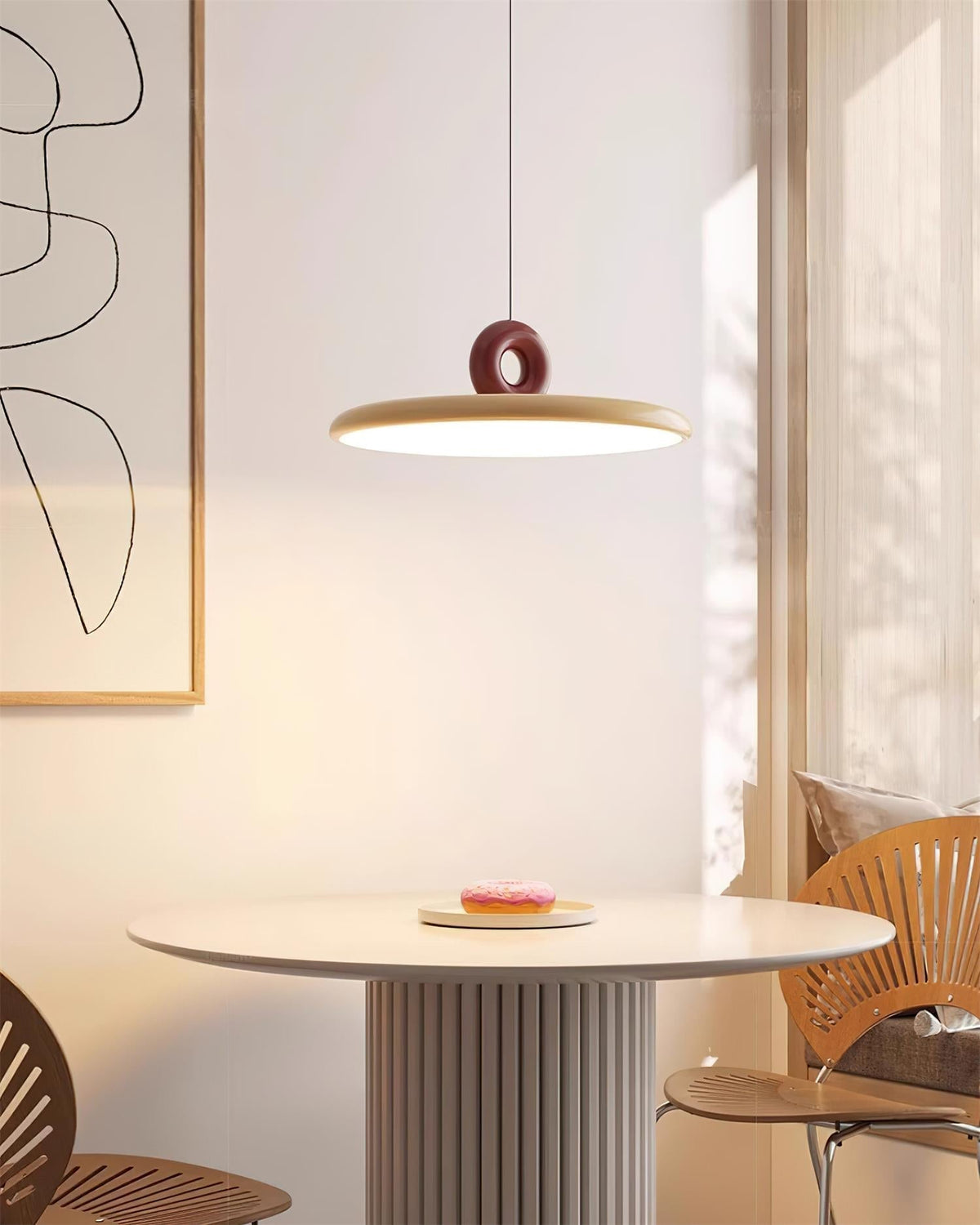 Pendant Lamp Disc with Loop Detail Ambient Minimalist-Neutral Decor
