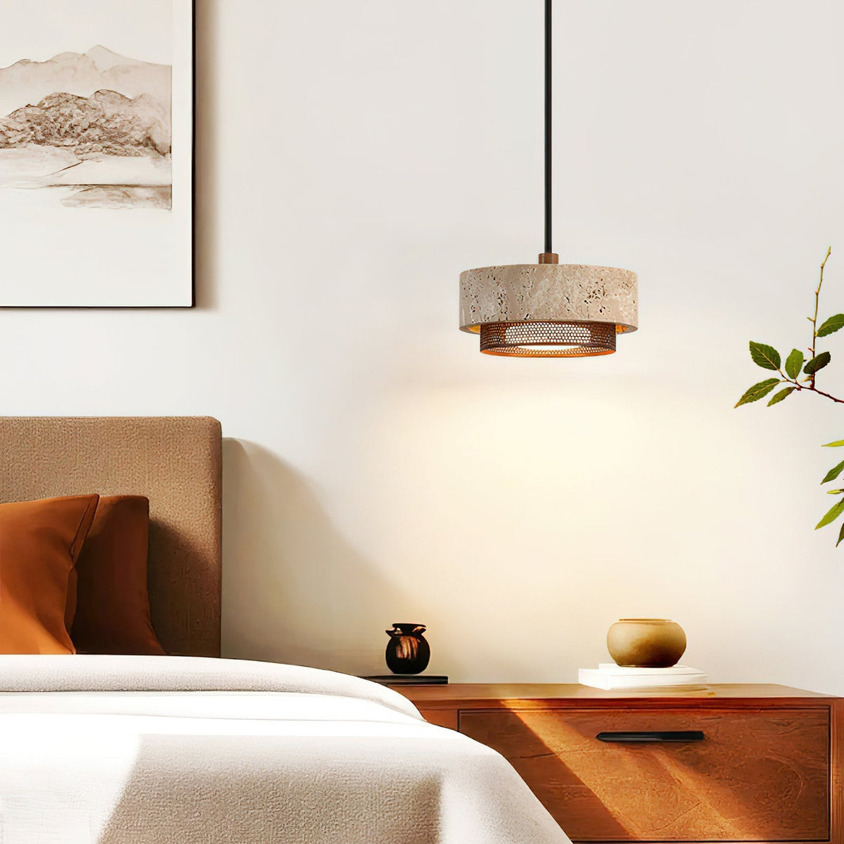 Single Nolan Pendant Light shown in a minimalist entryway.