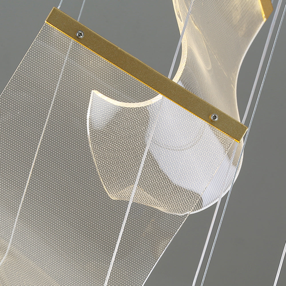 Nerivon Suspension Carrée Contemporaine Métal/Acrylique Doré Salon/Escalier-Cielum