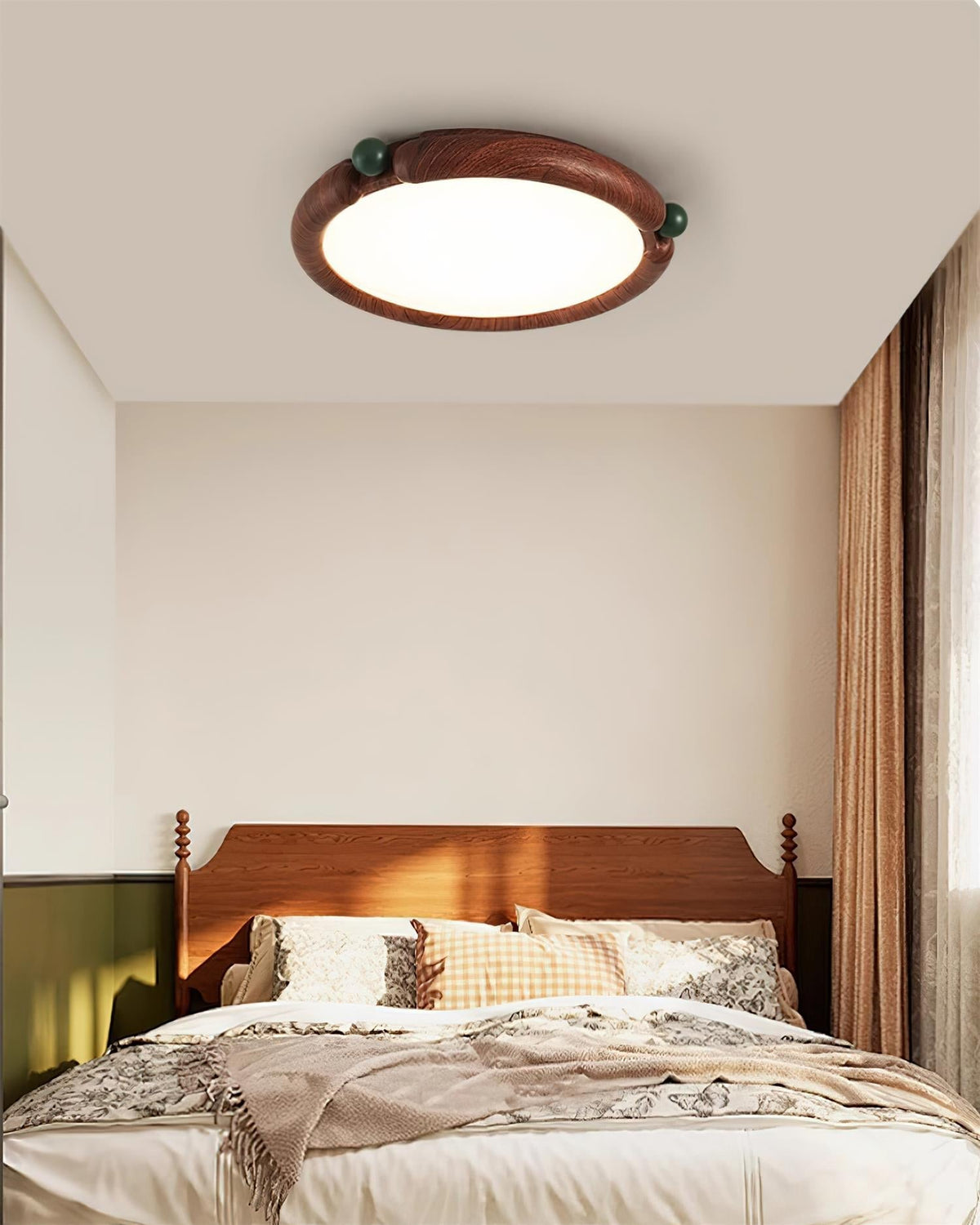 Ceiling Light Round Panel Walnut A/B Model-Neutral Decor