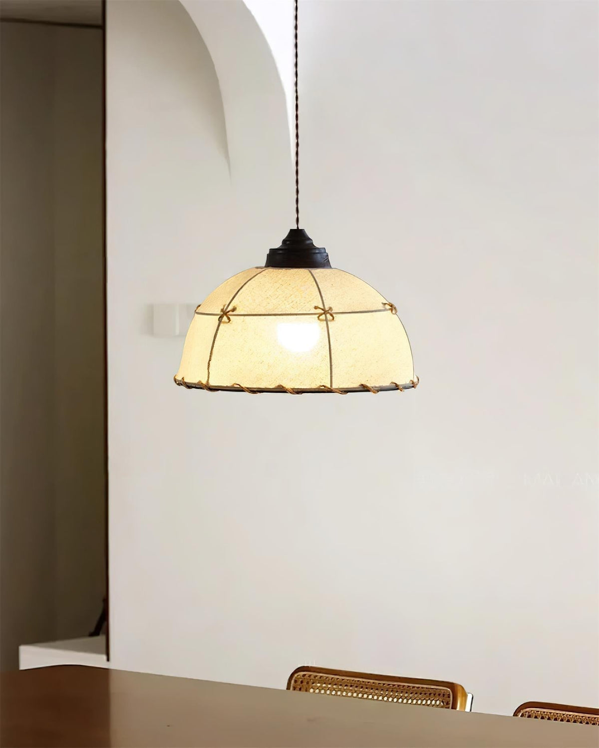 Pendant Light Fabric Dome Shade Vintage Minimalist Soft Glow-Neutral Decor
