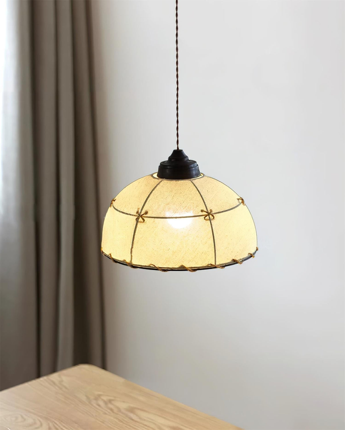 Pendant Light Fabric Dome Shade Vintage Minimalist Soft Glow-Neutral Decor