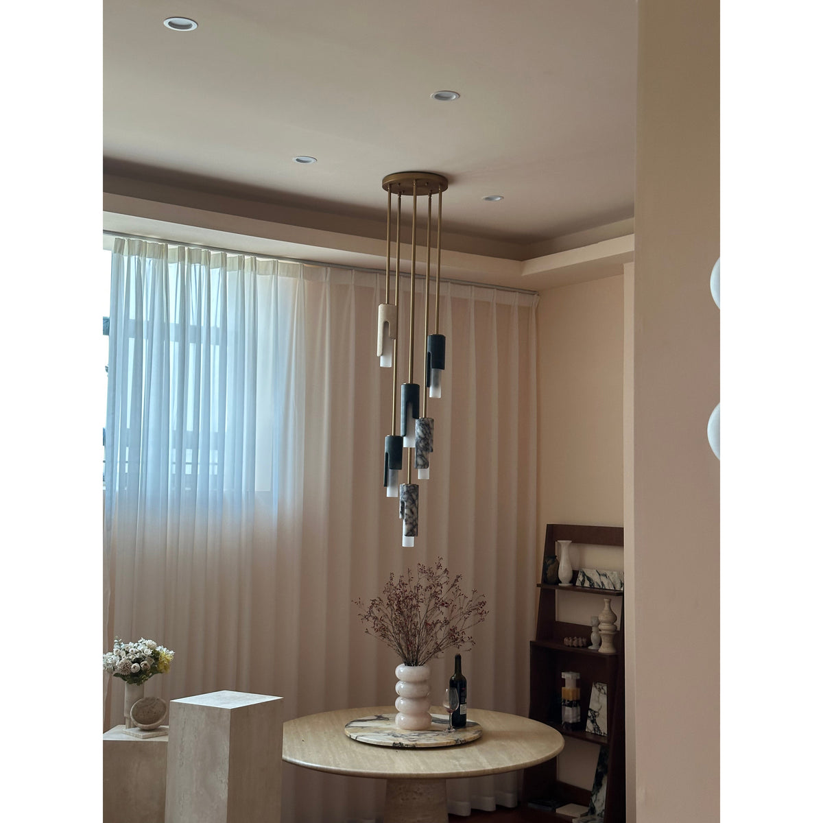 Elvarox Suspension Marbre Verre Moderne Salon-Cielum