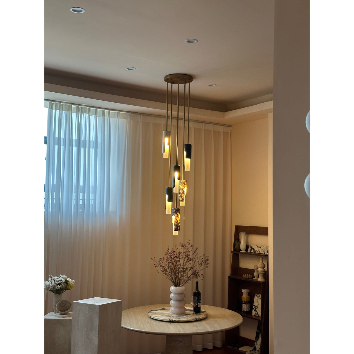 Elvarox Suspension Marbre Verre Moderne Salon-Cielum