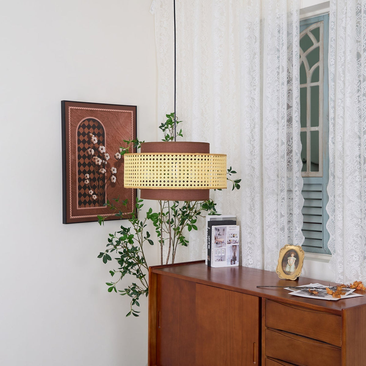 Nively Suspension Rattan Tissu-Cielum
