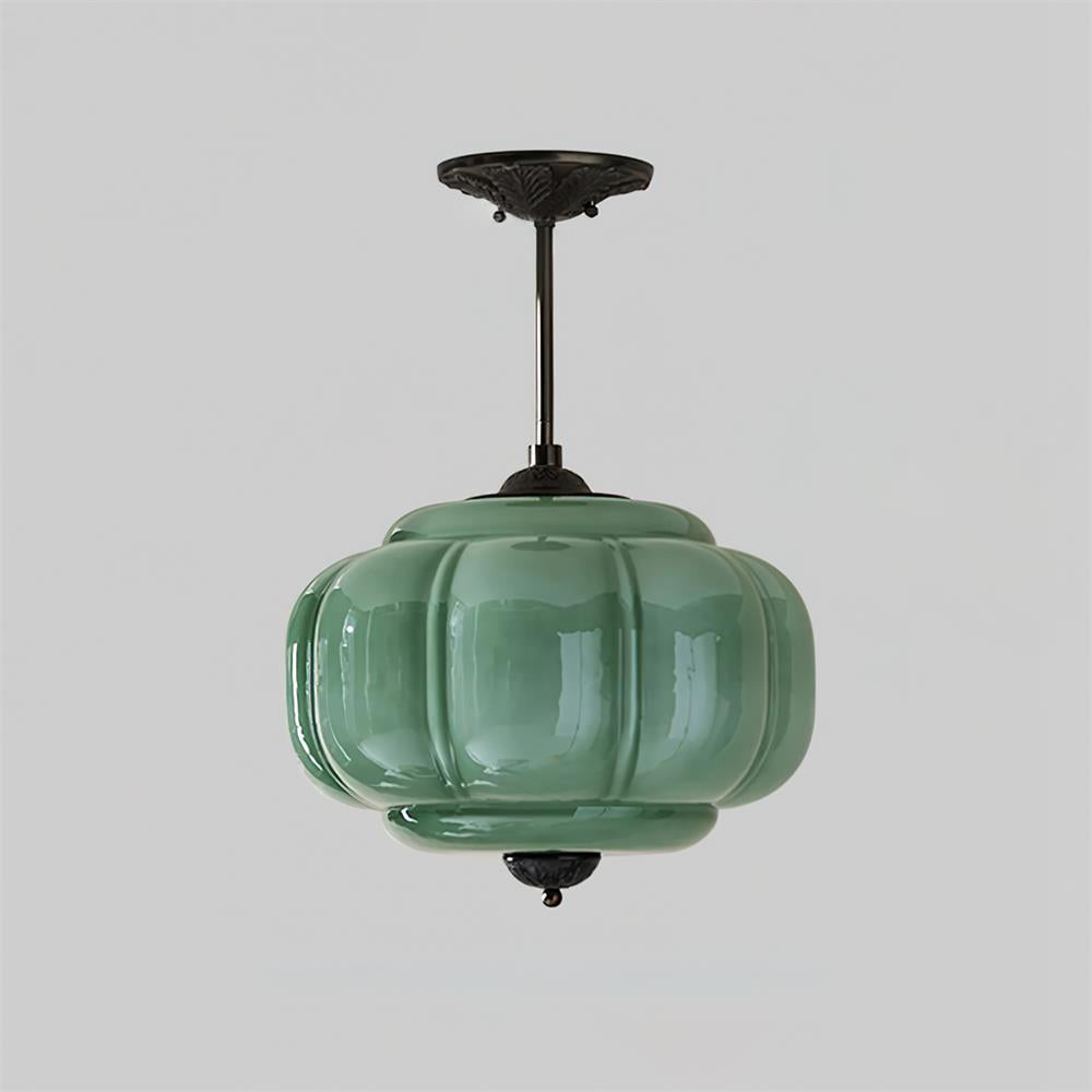 Eldio Green Glass Semi Flush Mount Light-Neutral Decor