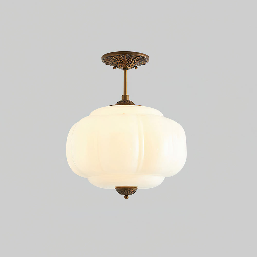 Eldio Green Glass Semi Flush Mount Light-Neutral Decor