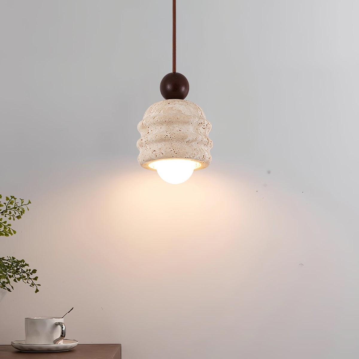 Ritta Travertine Ripple Pendant Light-Neutral Decor