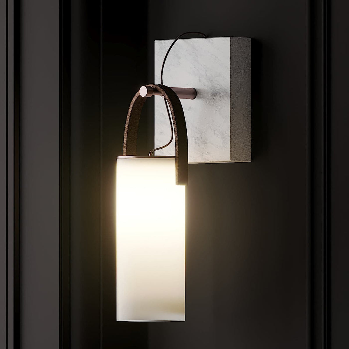 Galerie Wall Lamp Fontana Glass Leather Marble-Neutral Decor