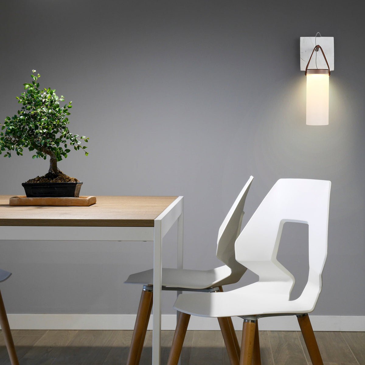 Galerie Wall Lamp Fontana Glass Leather Marble-Neutral Decor