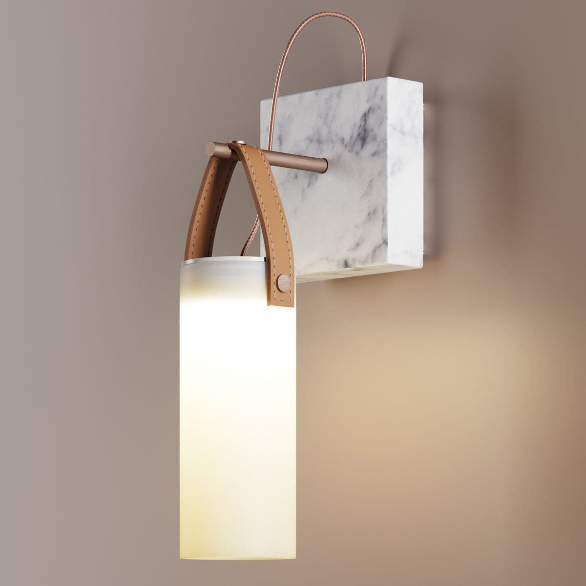 Galerie Wall Lamp Fontana Glass Leather Marble-Neutral Decor