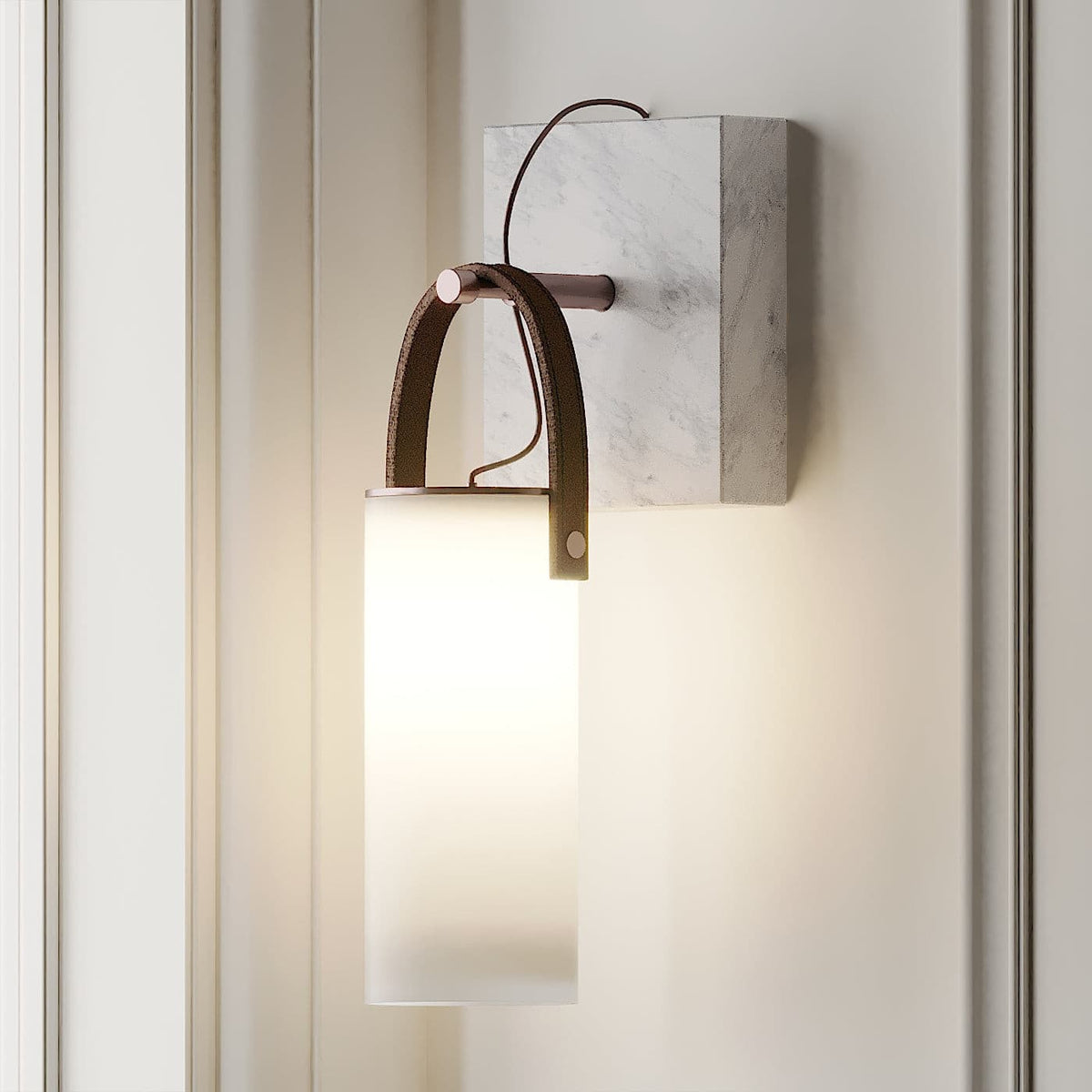 Galerie Wall Lamp Fontana Glass Leather Marble-Neutral Decor