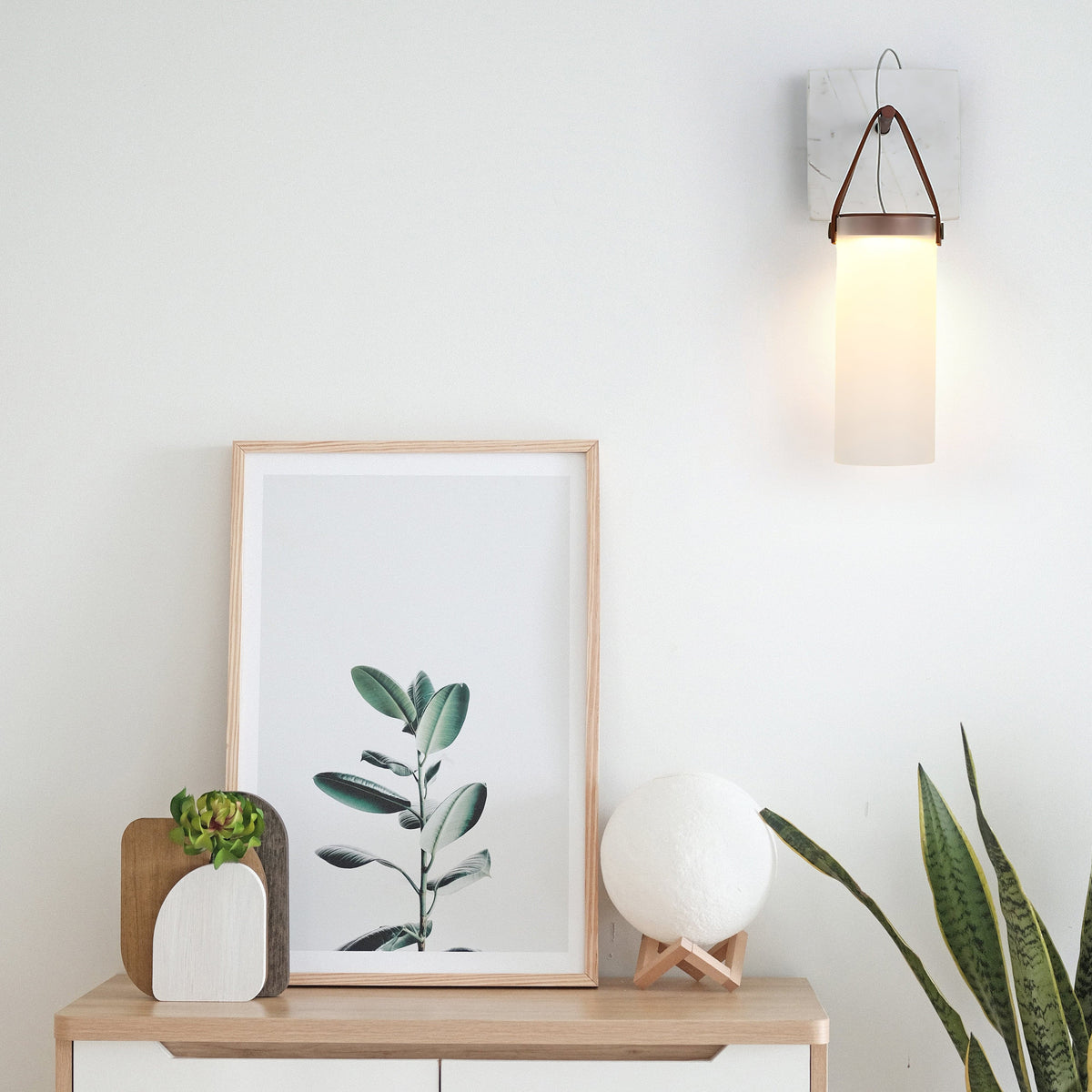 Galerie Wall Lamp Fontana Glass Leather Marble-Neutral Decor