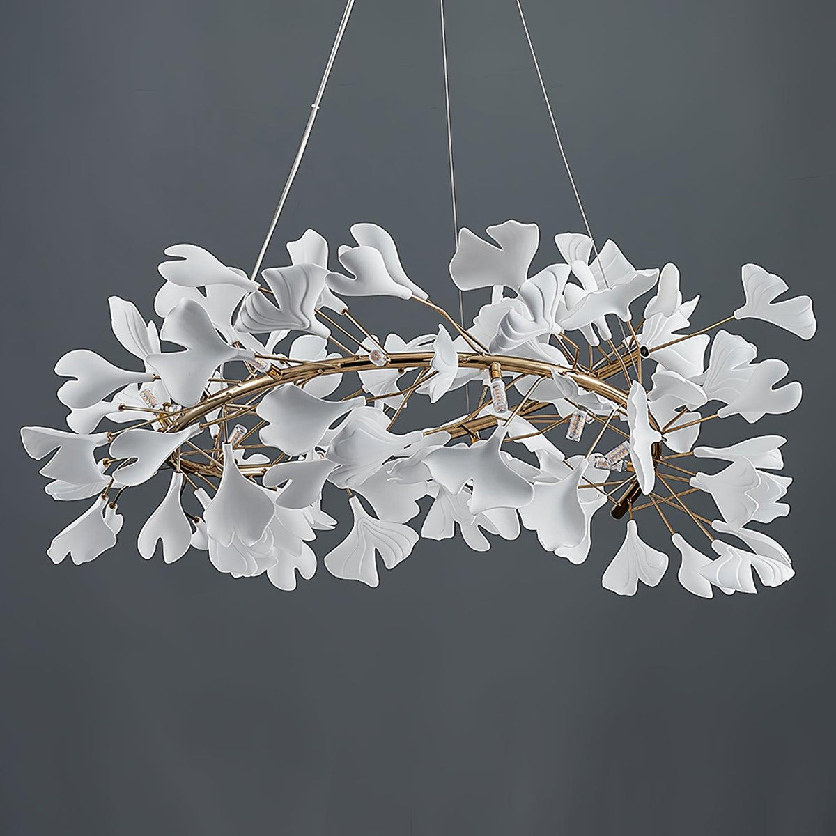 Chandelier White Ceramic Ginkgo Petals U-Neutral Decor