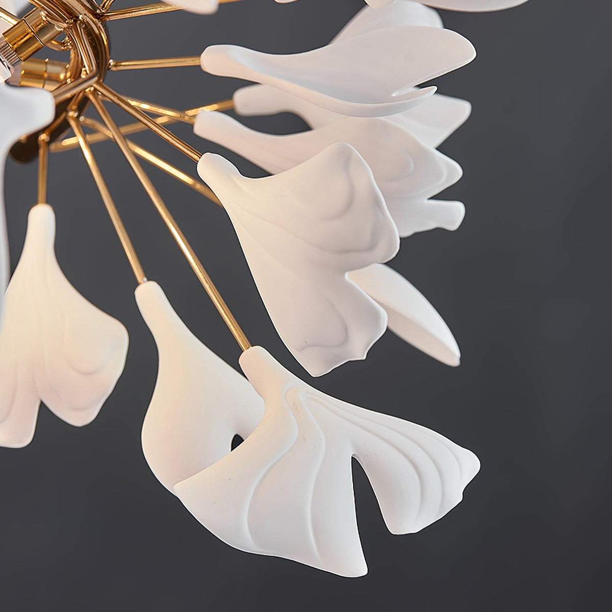 Chandelier White Ceramic Ginkgo Petals U-Neutral Decor