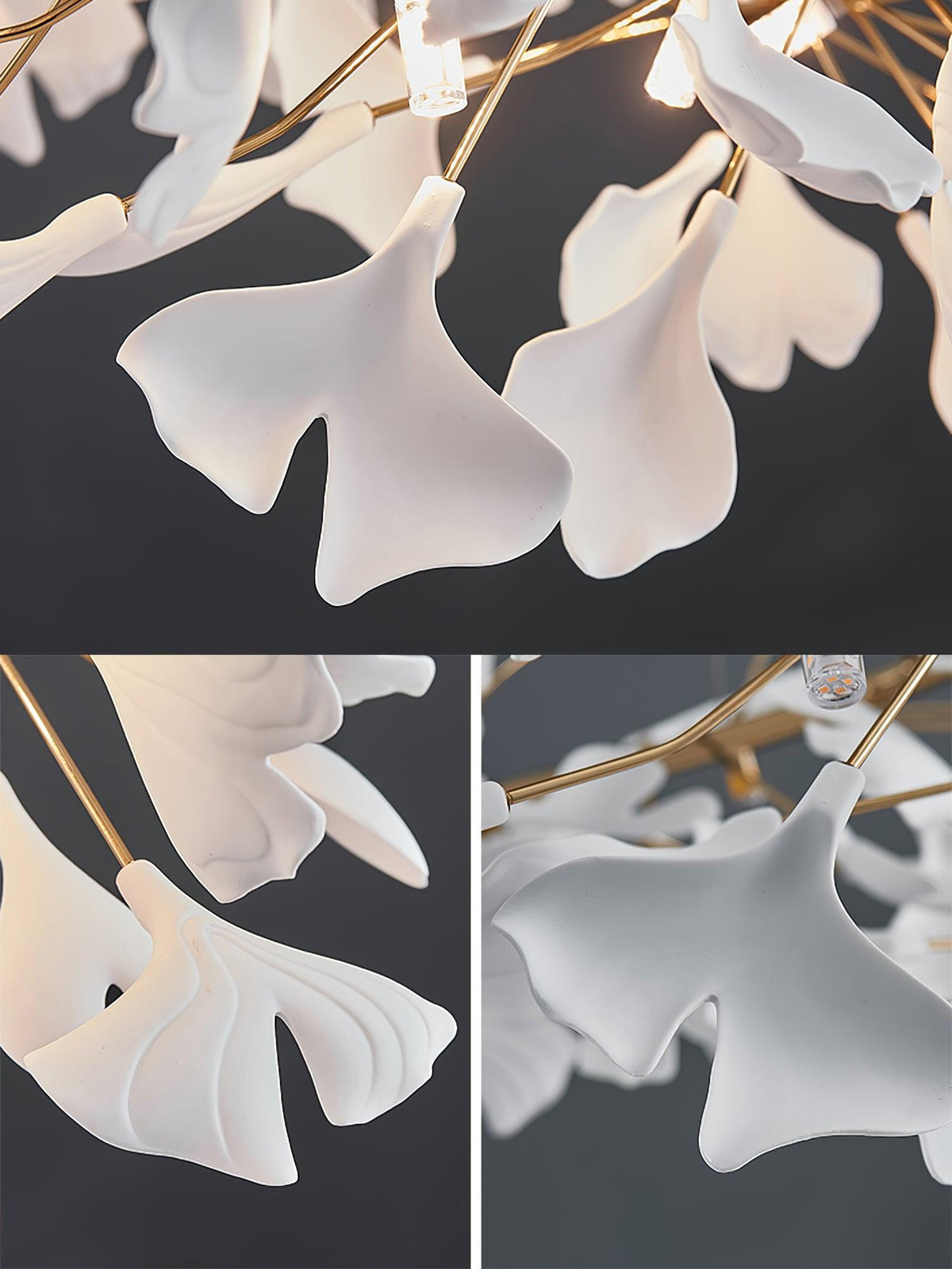 Chandelier White Ceramic Ginkgo Petals U-Neutral Decor