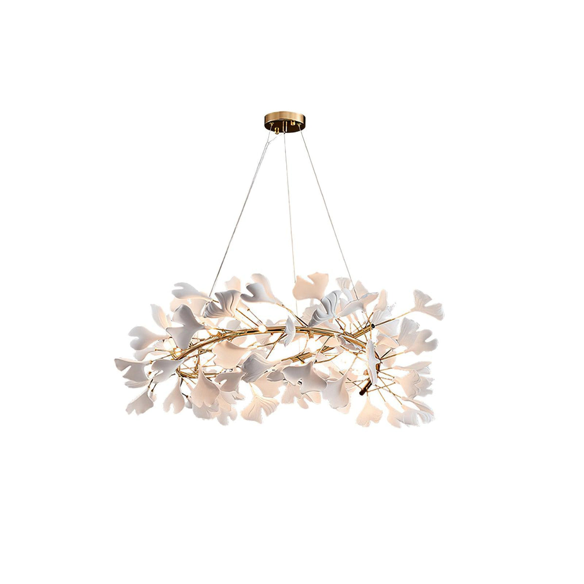 Chandelier White Ceramic Ginkgo Petals U-Neutral Decor